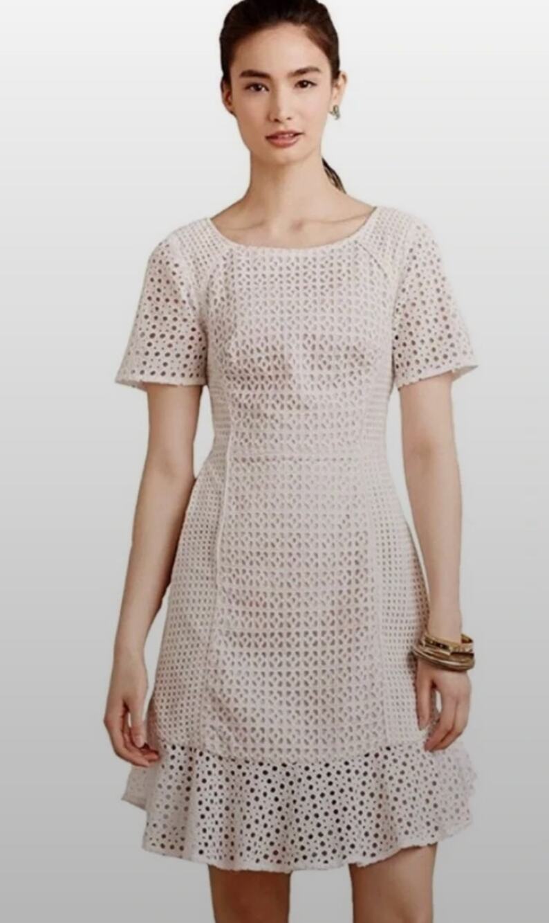 Anthropologie Georgia White Eyelet Dress by HD in Paris size 8